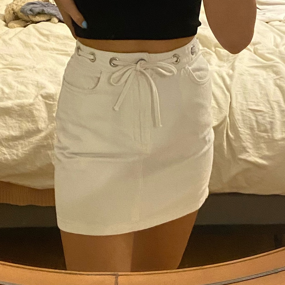WHITE URBAN OUTFITTERS DENIM TIE INDUSTRIAL SKIRT
